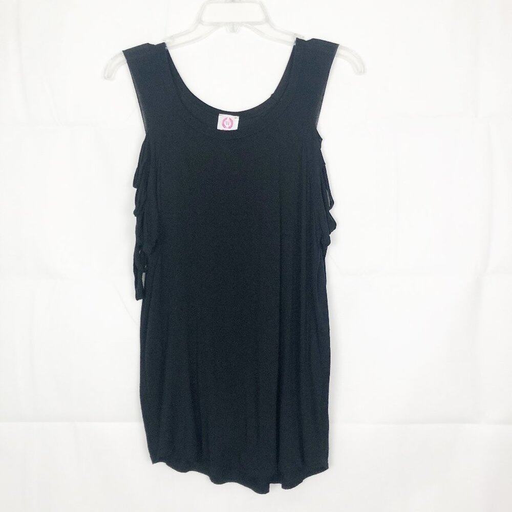 Wanna B I Sleeve Cut Out Black Top